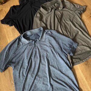 Lululemon Men’s 3 pairs of Polo Shirt in black, grey and khaki Size L